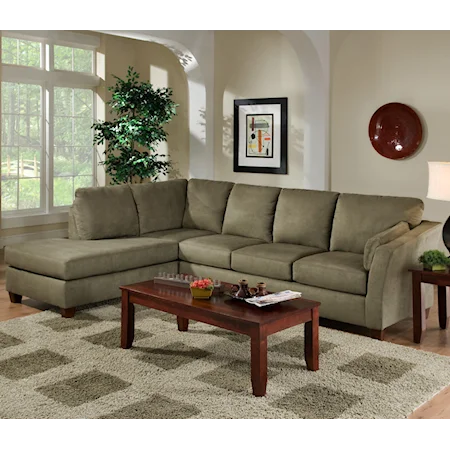 Casual L Shaped Upholstered Stationary Sectional with LSF Chaise